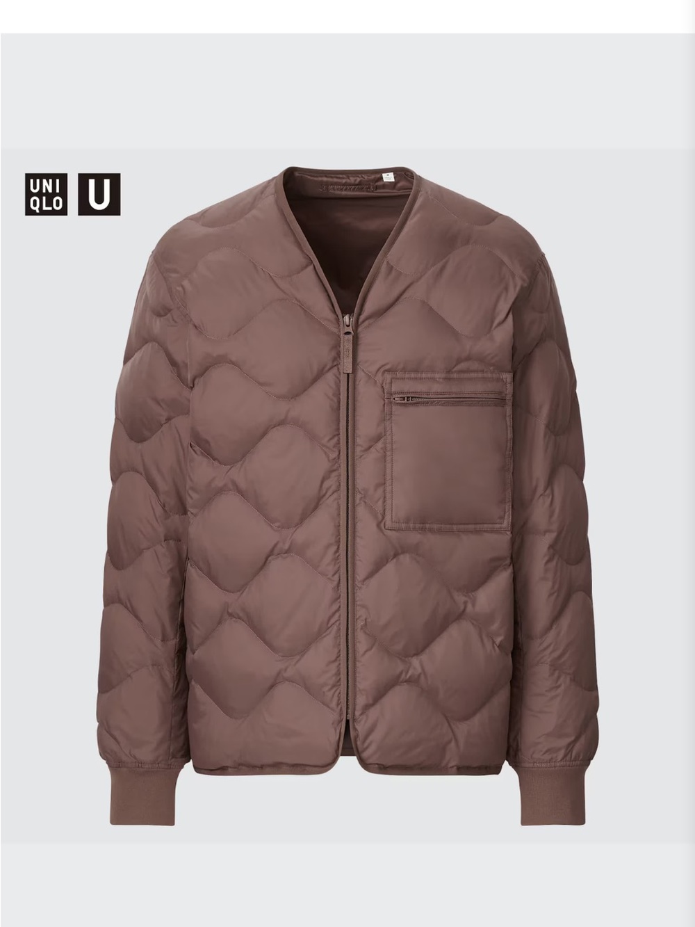 Uniqlo Men Quilted Lightweight Puffer Jacket - Taupe Brown Recycled Down Large